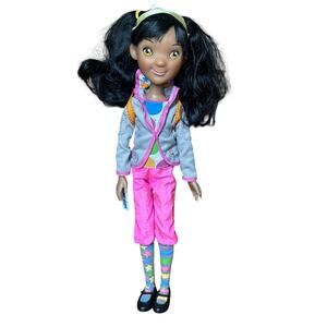 Little Missmatched Artsy Girl Doll Black Hair Tonner Toys Backpack Pink Pants